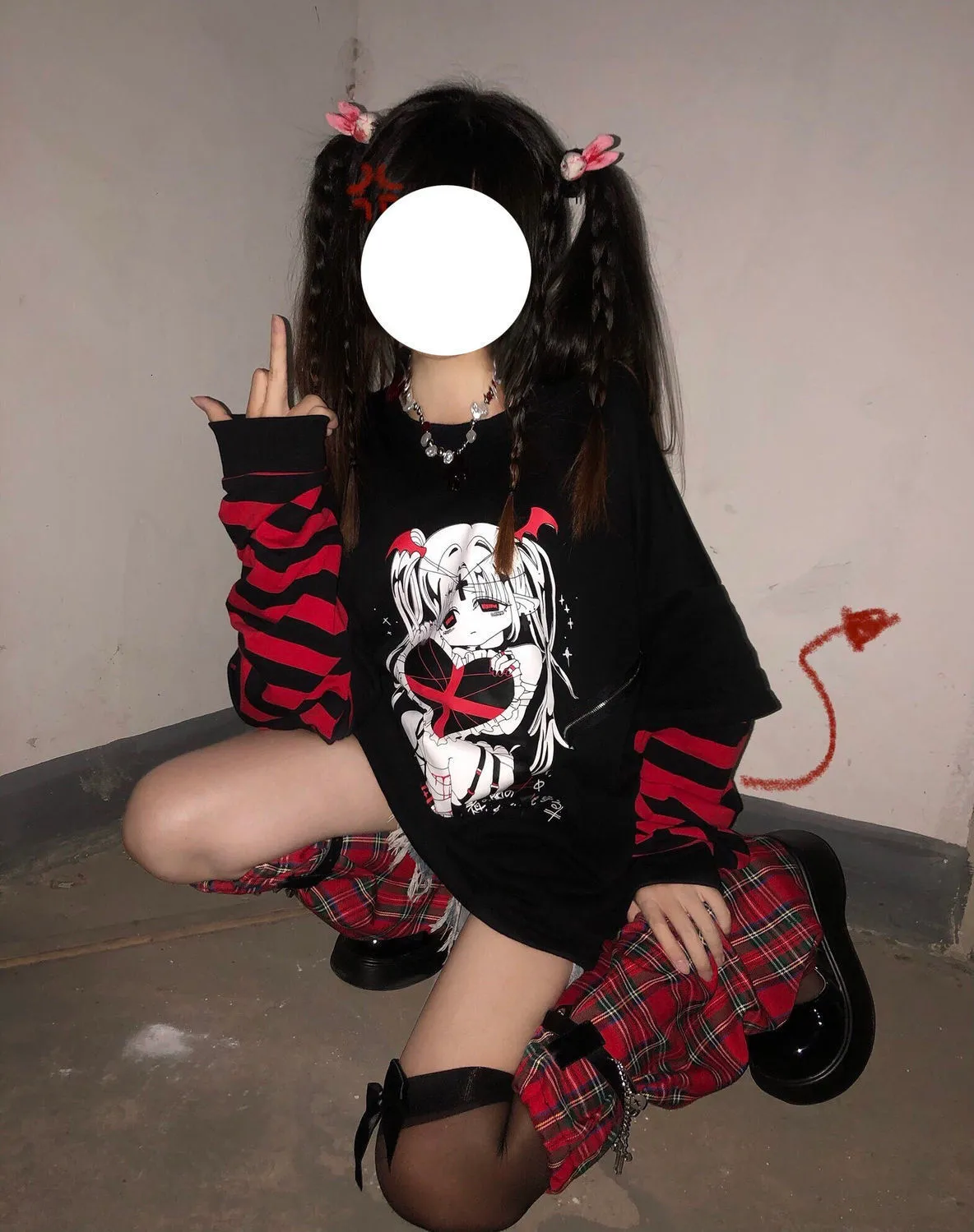 Emo 2000s Anime Gothic Punk Hoodies for Women: Y2K Alt Fairy