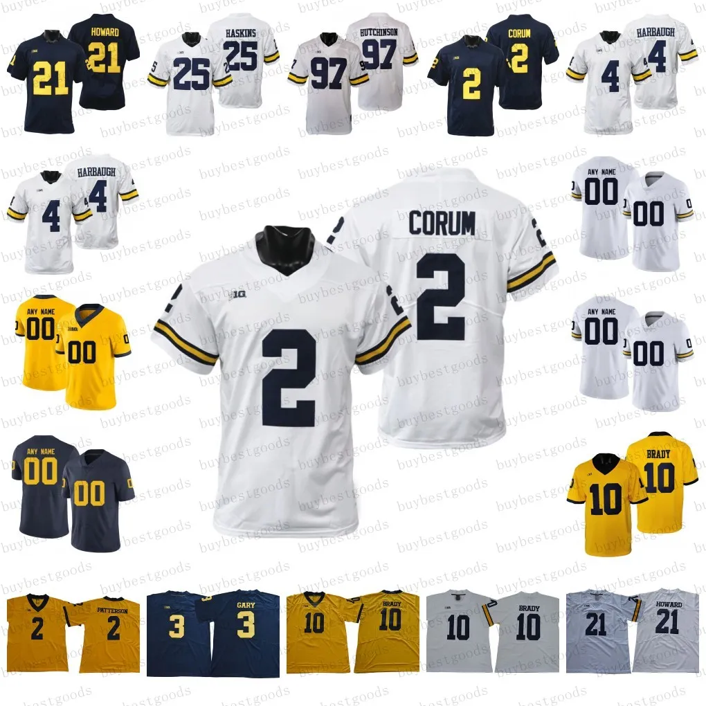 Maillots de football Maillots de football Michigan Football Maillot Blake Corum JJ McCarthy Aidan Hutchinson Cade McNamara Darrius Clemons Donovan Edwards Jake Moody Char