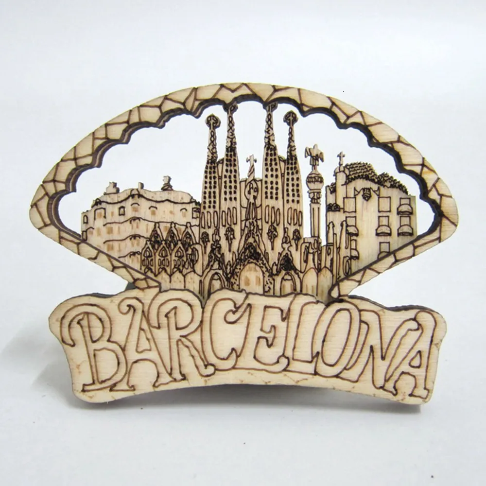 Weihnachtsdekorationen, Barcelona, Spanien, Holz-Kühlschrankmagnet, Souvenir, Kühlschrank, magnetischer Aufkleber, Heimdekoration, Dekoration, Zubehör, 221129