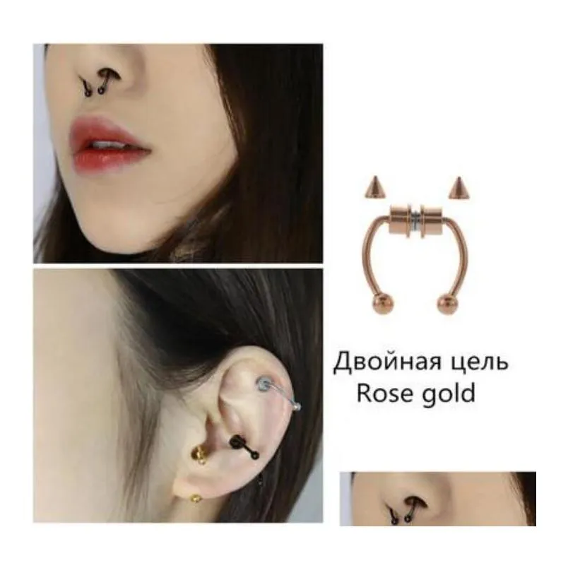 Nasenringe Ohrstecker Magnetische Fake Piercing Nasenring Legierung Hoop Septum Ringe für Männer Frauen Schmuck Geschenke Drop Lieferung Körper DHR8O