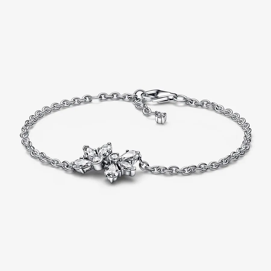 Silver Sparkling Herbarium Cluster Chain Charm -armband Diy Pandora Diamond Women Jewelry