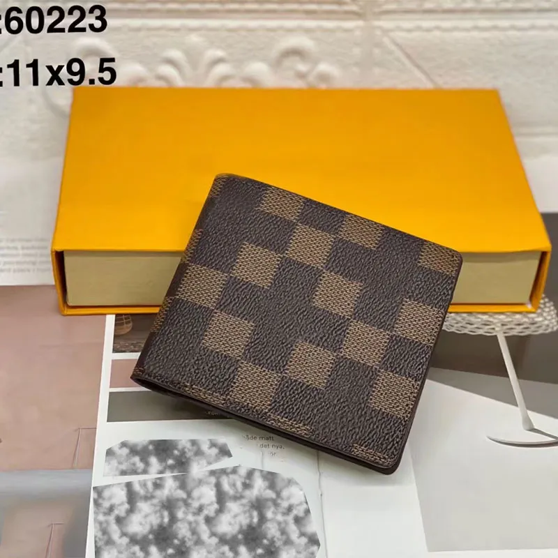 High Quality small change Wallet Holders men Wallets plaid style Fashion Designer mens purses Holder Letter PU Leather Womens purse Luxury unisex moneybag with boxs