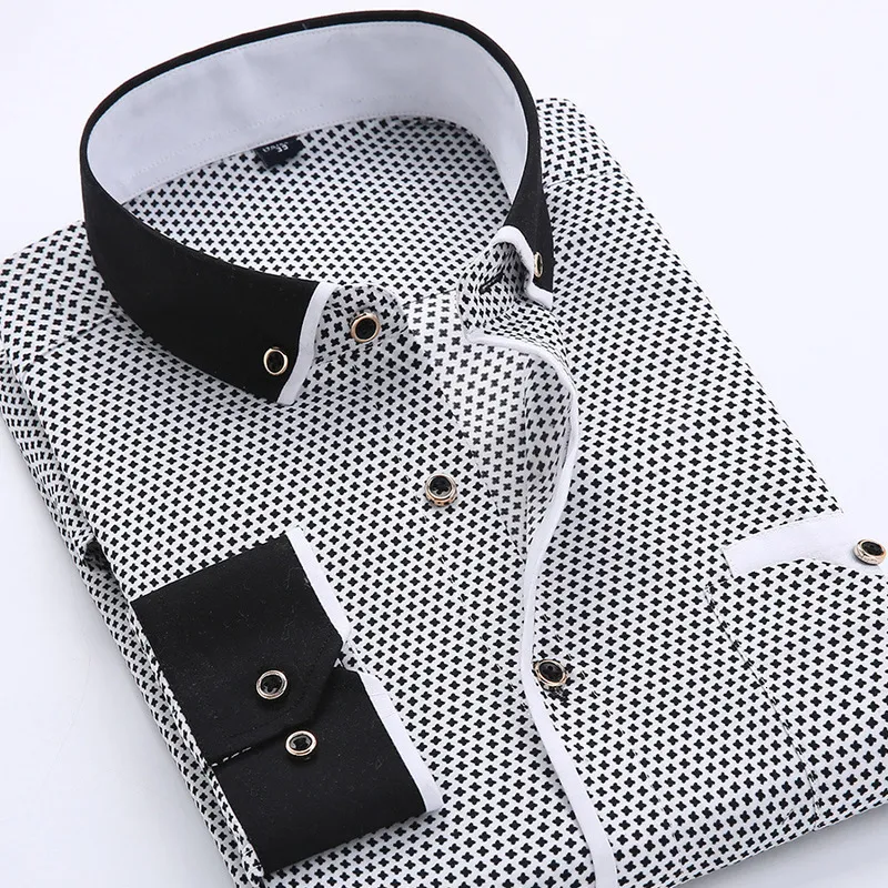 Men s Casual Shirts Floral Button Down Men Shirt Brand Male High Quality Long Sleeve Slim Fit Black Man Clothes Dress 221128