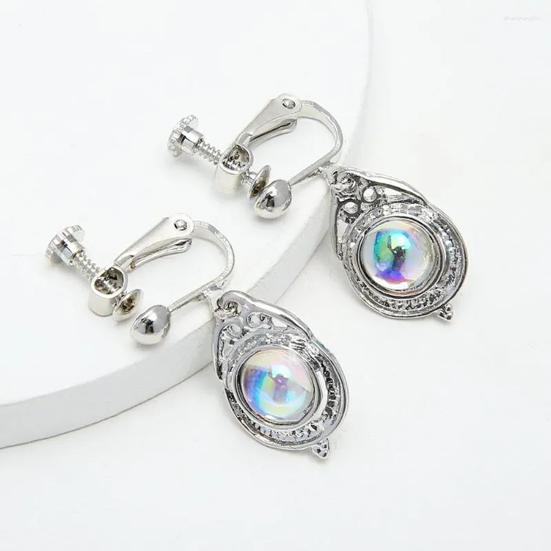 Boucles d'oreilles pendantes corée mignon boule de verre goutte pour les femmes bijoux de mariage accessoires mode magique oreille Clip or couleur boucle d'oreille 2022