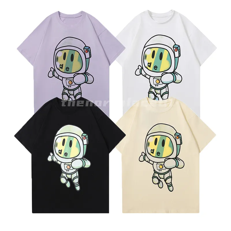 Designer luxe herenkleding t-shirt cartoon astronauten letter afdruk ronde nek korte mouw modemerk t-shirt dames top zwart witte paarse abrikoos Aziatische maat m-3xl