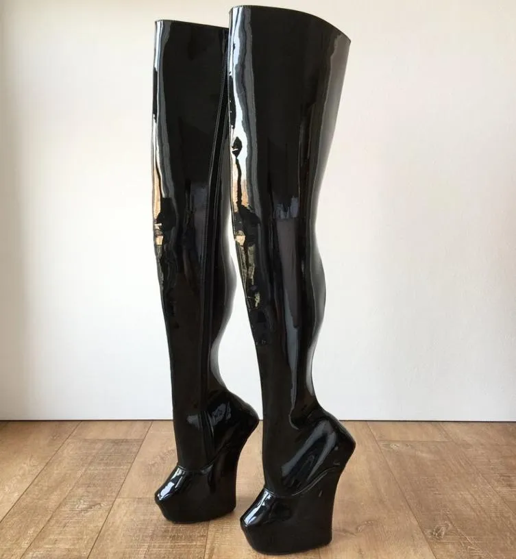 Toynak heelless kama uyluk yüksek botlar kadın fermuarlı platform topuklu özel büyük boyutta bacak botları artı beden topuklu lady shoe6912184