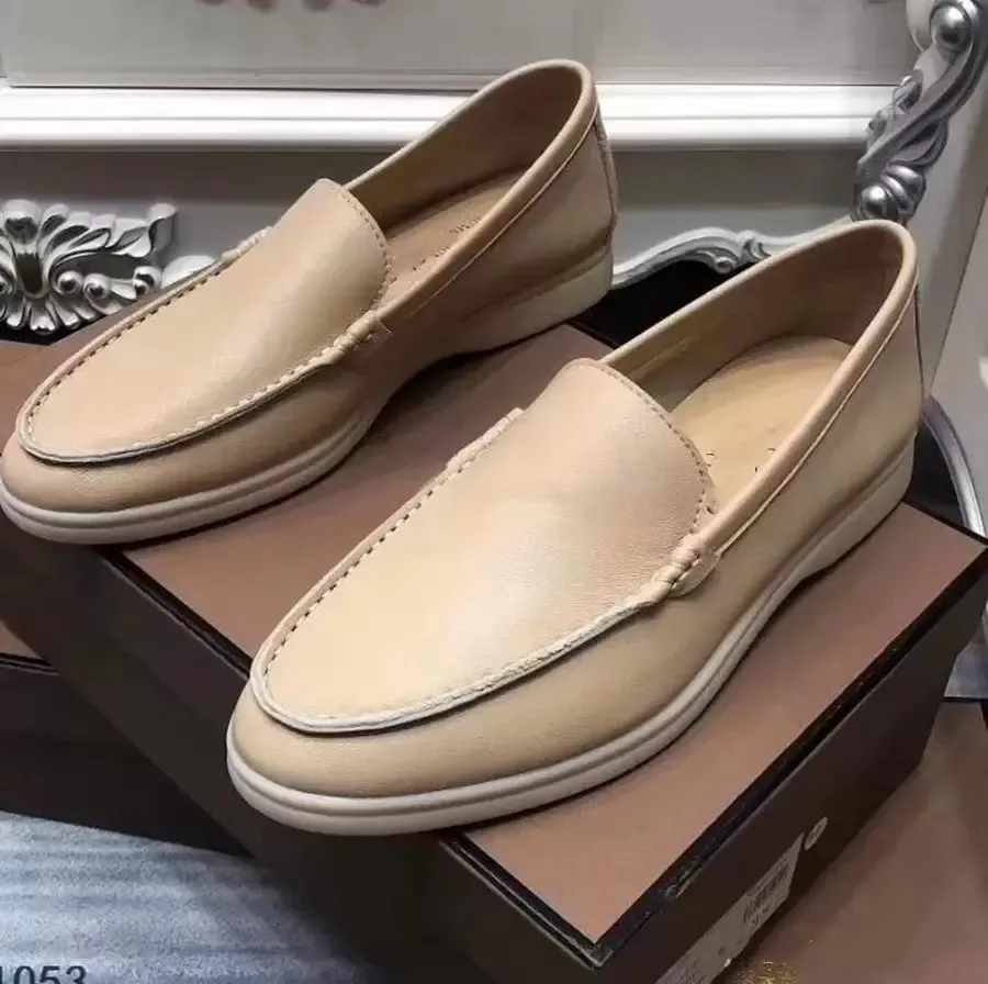 Loro Piano Loro Sontaficing Women 2022 Mens Loafers The Shoes Flats Тутские туфли британский стиль повседневная бархатная кожаная кожа низкая верхняя часть лета