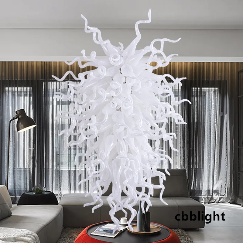 白いクリスタルシャンデリア28x48インチ、手吹きガラスDIY LED天井照明
