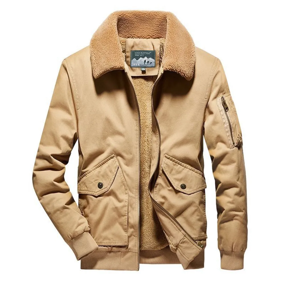 Men's Jackets Winter Thicken Fleece Warm Casual Coat Lamb Wool Fashion Military Windbreaker 221129