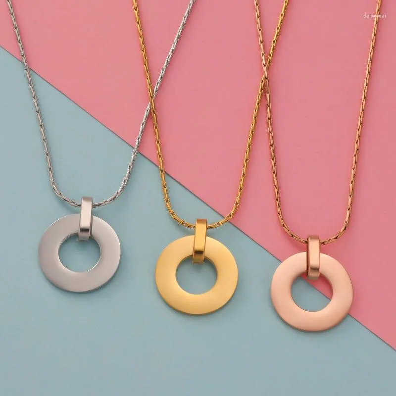 Pendant Necklaces 2pcs/Lot Stainless Steel Mirror Polish Round Blank For Women Fashion Jewelry Gift 3 Colors