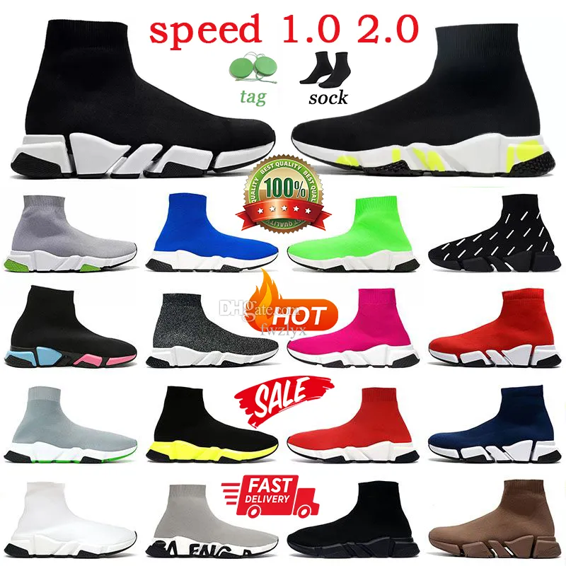 Designerskor Sock Boots Speed ​​1.0 2.0 Knit Booties Kvinnor Mens Sneakers Original Lady Black White Red Lace Tennis Trainer Platform Jogging Des Chaussures