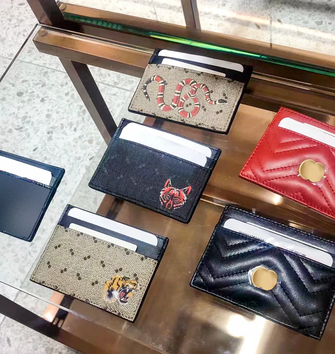 Moda para mujer, hombre, mini cartera, bolso, organizador de bolsillo de lona marrón, diseñador de lujo, monedero Marmont, monederos de cuero genuino, llavero para hombre, estuche para llaves, estuche para muñequeras