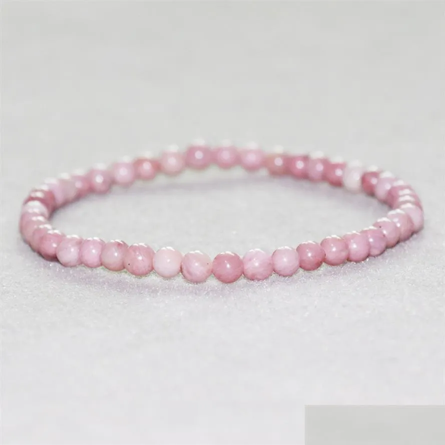 Bracelet de rhodonite entier perlé 4 mm Mini pierres précieuses Yoga Mala Bijoux Nouveau design Perles pour femmes Bracelets de livraison directe Dhgarden Dhvot