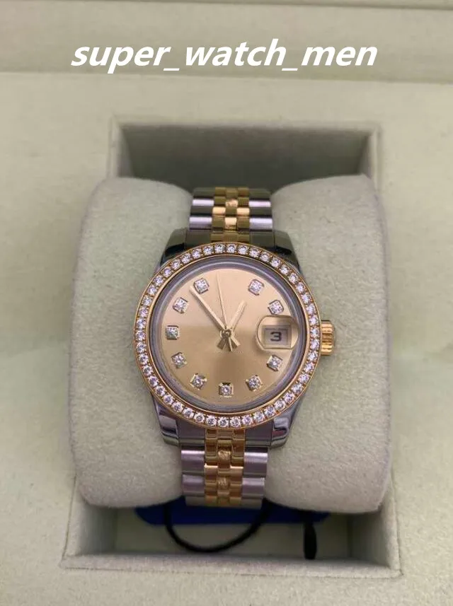 Dameshorloge automatisch mechanisch 179383 gele goud roestvrijstalen zilveren jubileum diamant wijzerplaat 26mm dame kijk saffier duik dames mode meisje polshorloges cadeau