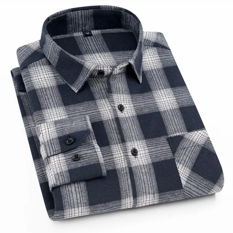 Männer Casual Hemden Männer Plaid Flanell Hemd Langarm Brust Tasche Design Mode Gedruckt Taste 221128