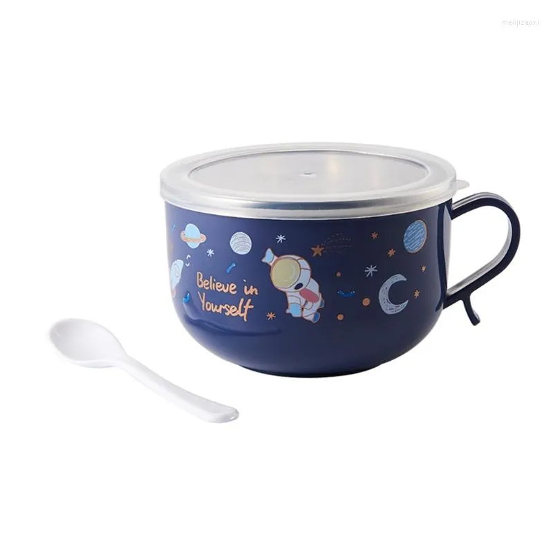 Ciotole Creative Starry Sky In acciaio inossidabile Ciotola per noodle istantanei Scatola per il pranzo con manico Coperchio Cucchiaio Tazza Utensili per la casa