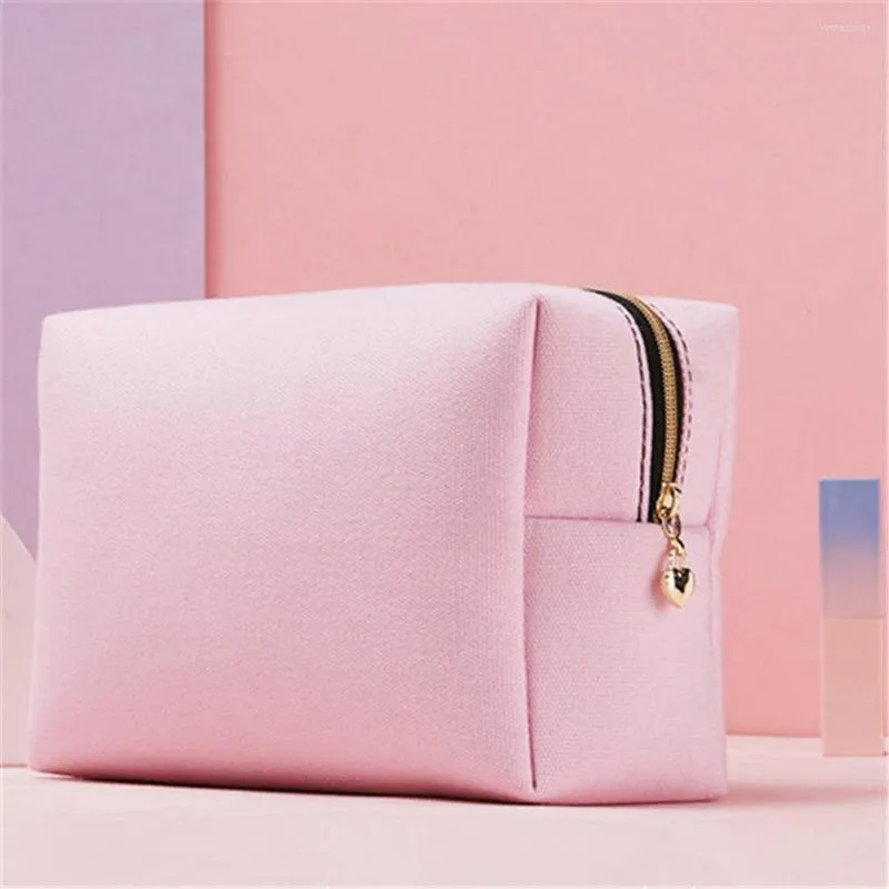 Storage Bags Cute Canvas Cosmetic Bag With Zipper Bathroom Waterproof Toiletries Organizer Case Portable Makeup Pouch Travel Women Wash