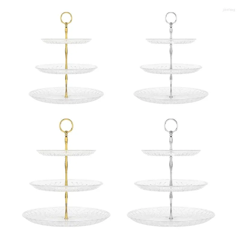 أدوات أدوات الخبز G32A Cake Cake Stand شفاف 3 طبقة كب كيك فاكهة لوحة الزفاف