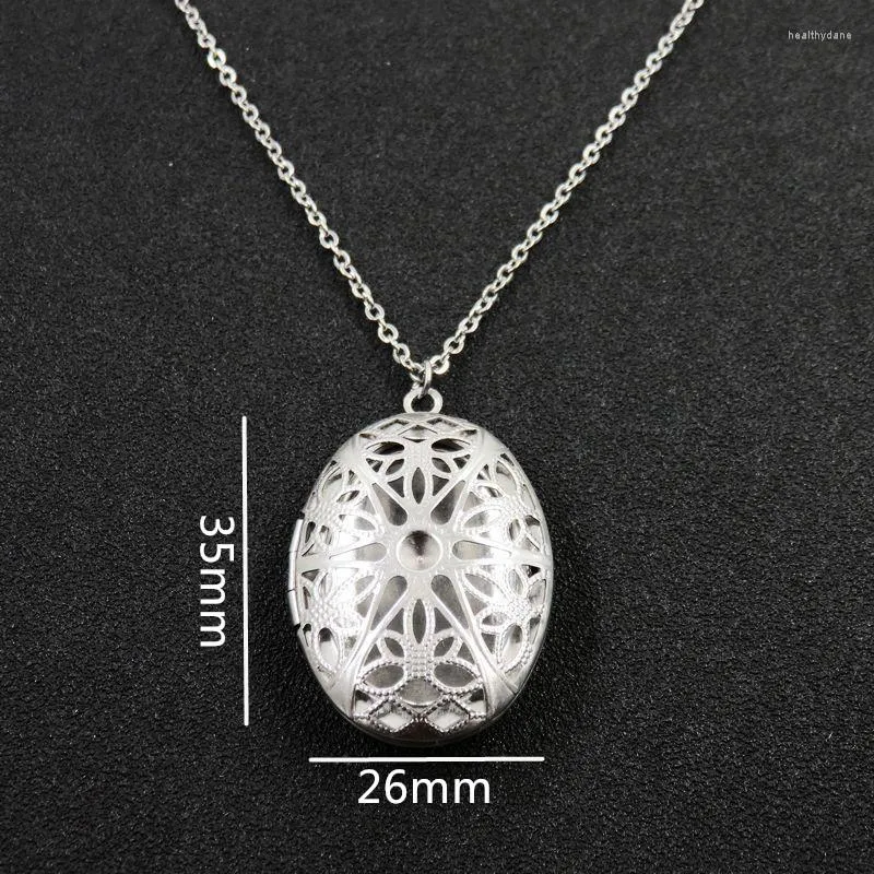 Pendant Necklaces Fashion Open Shell Shape Po Frame Jewelry Hollow Out Oval Locket Necklace Women Accessories