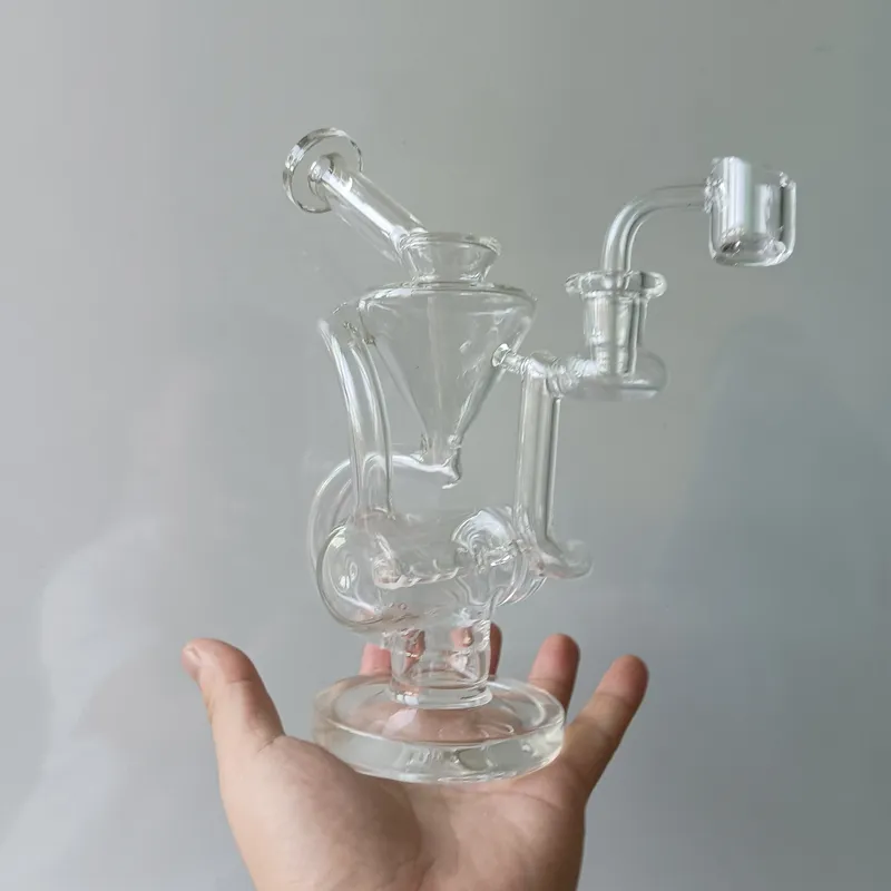 Bang en verre clair Narguilé Recycleur d'eau Brûleur à mazout Dab Rig Shisha Pipes pour fumer