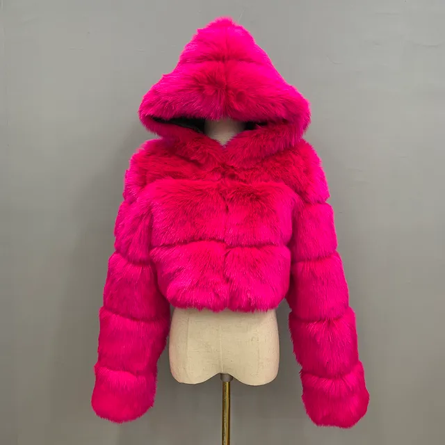 Short pink fur jacket sale