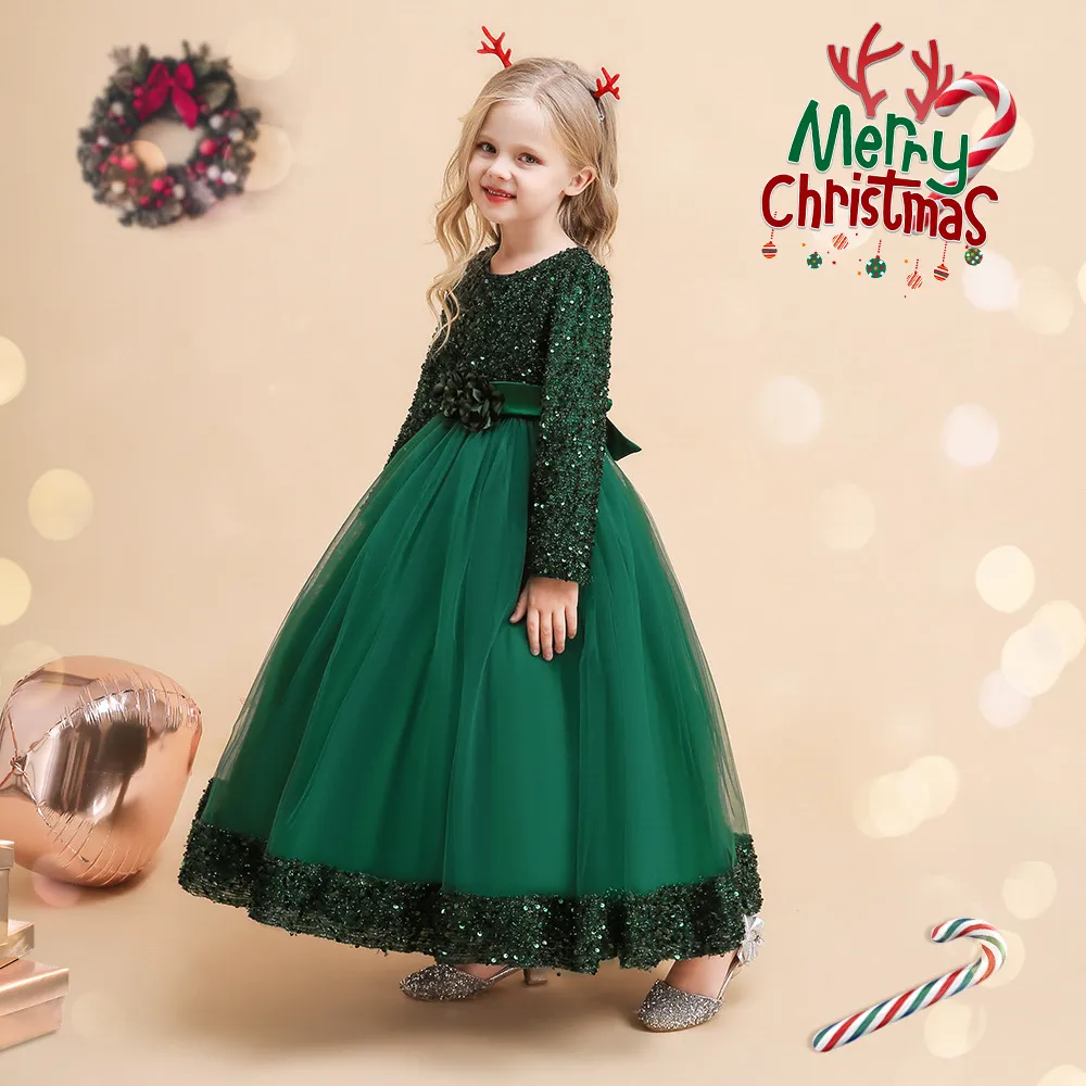 Christmas Dress for Girl Green Sequins Princess Long Sleeve Party Dress Children Bowknot Tutu Ball Gown from Dhgate Girl's Dresses - price 35.28 Christmas Dress for Girl Green Sequins Princess Long Sleeve Party Dress Children Bowknot Tutu Ball Gown from Dhgate Girl's Dresses - price 35.28
