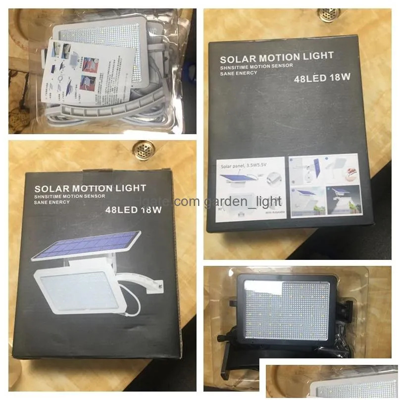 Solar Street Light 800lm 48LED utomhusvattent￤ta tr￤dg￥rdslampor Ett l￤ge separerbart och integrerad v￤ggjusterbar DH7CG