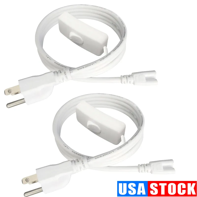 Switch 2/3 Pin LED Tube Cable Connector Wire US Plug Power Extension för integration T5 T8 Tillbehör Anslutning Tillbehör 100 Pack Crestech