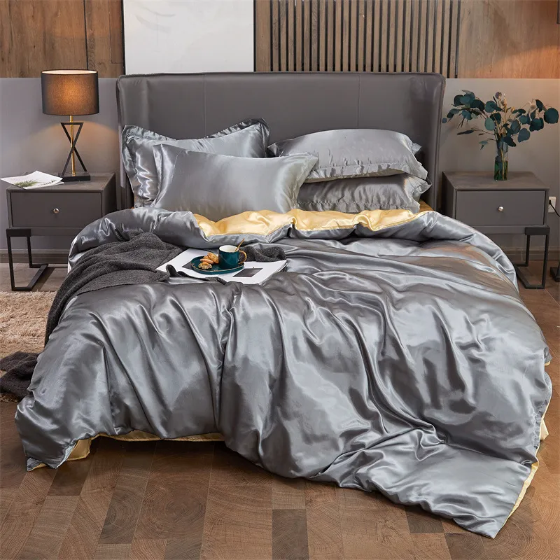 Set di biancheria da letto set di macchie rayon di fascia alta set di copripiumino taglie forti di qualità foglie di coperta liscia e federa 221206