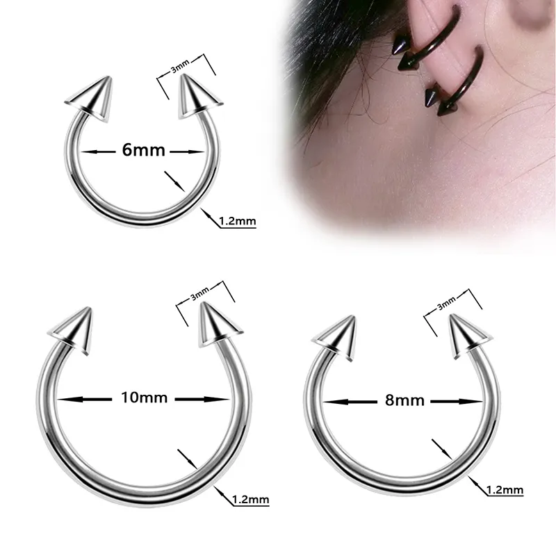 티타늄 피어싱 나이프 보석류를위한 Nariz Circular Helix Tragus 귀이 코 브린 코 입술 눈썹 바디 보석