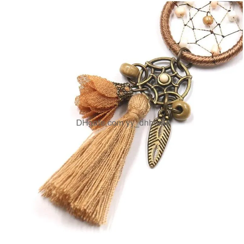 Dangle Chandelier Dream Catcher Long Gland Boucles D'oreilles Pour Les Femmes Bohème Bijoux Ethniques Vintage Brown Fringe Flower Dangle Hanging Dhvof