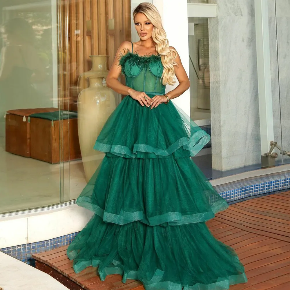 green emerald velvet dress MisShow Exquisite Emerald Green Ball Gown Off-Shoulder Lace Applique Tiered Tulle Skirt with Sweep Train for Quinceanera & Sweet 16 main image 1