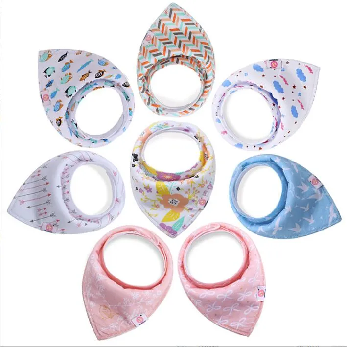 Bébé Triangle Bavoirs Burp Cloths INS Toddler Cotton Salive Serviette Bandana Imprimé Infant Dribble Bavoirs Pinafore Mode Nouveau-né Double Couche Foulard 8PCS / Set BC185