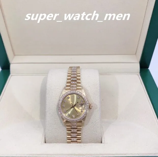 Relógio feminino de fábrica automático mecânico 69178 com mostrador de diamante ouro aço inoxidável menina 2813 movimento 26 mm safira mergulho senhoras moda senhora relógios de pulso