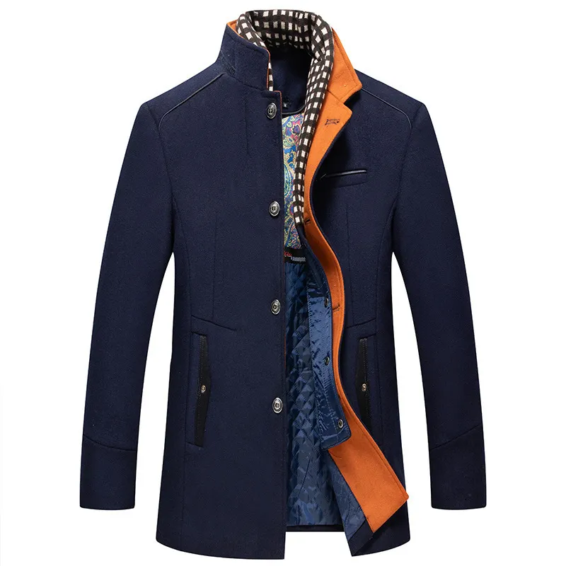 Mens Wool Blends Trench Coat Manteau Homme Autumn And WinterMens