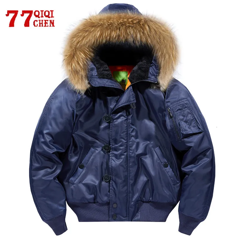 Vestes pour hommes d'hiver MA 1 militaire Bomber Jacket hommes col en fourrure à capuche chaud tactique coupe-vent pilote de vol mode surdimensionné Parkas 221129