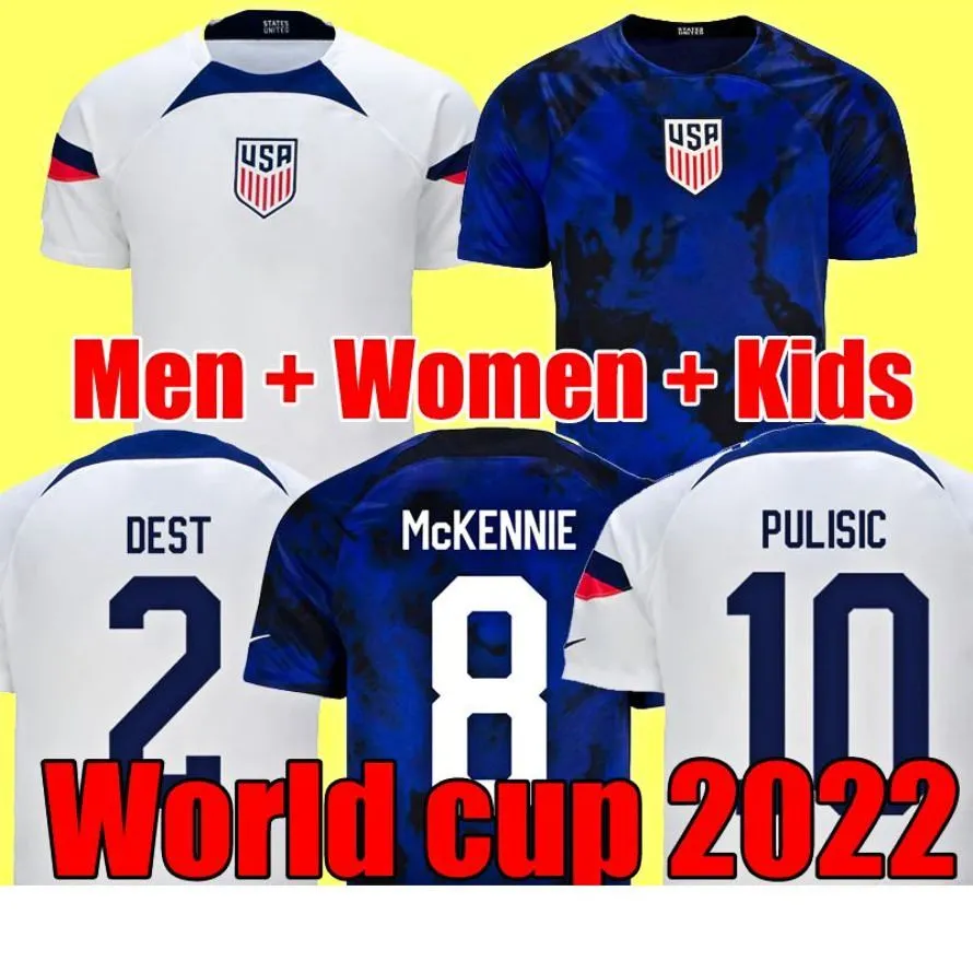 Pulisic Dest McKennie Jerseys de f￺tbol de la Copa Mundial Aaronson Musah USAS Morgan Lloyd Am￩rica Camisa de f￺tbol de los Estados Unidos Men Women Kids Sets 1128