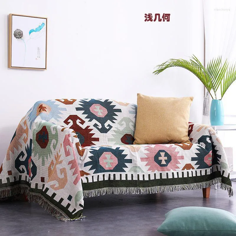 Chair Covers Tassel Blanket For Household Chaircase Settle Bench Plaid Double-Sided Use Furniture Piano Covering Home Decor