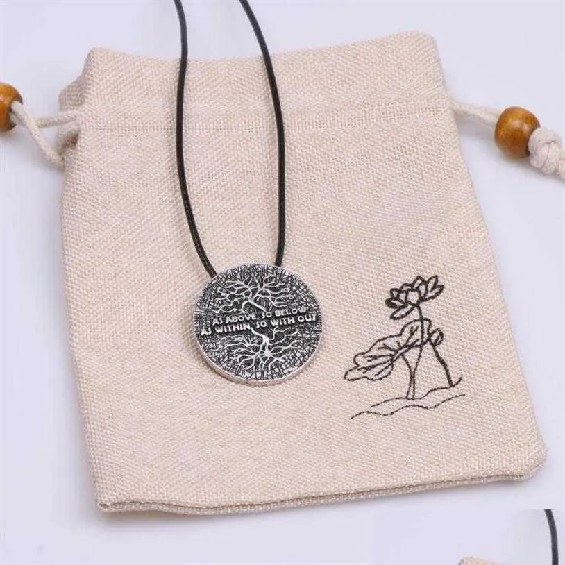 Pendentif Colliers Arbre de vie Collier Kybalion Correspondance de la loi comme ci-dessus ci-dessous sans charme de méditation Yoga Drop Dhgarden Dhtzv