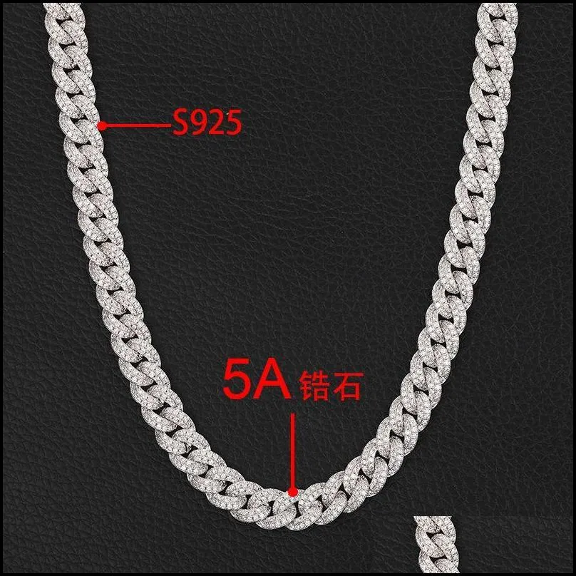 chains 724inch s925 sterling silver 8mm round cuban link chain chokers necklace bling iced out rapper jewelry for men women gift