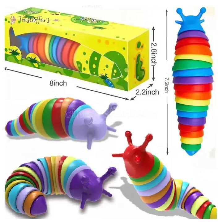 UPS Party Favor Fidget Toys Slug Articulated Flexible 3D Slugs Funny Toys For All Ages Relief Anti-Anxiety Sensory B1129