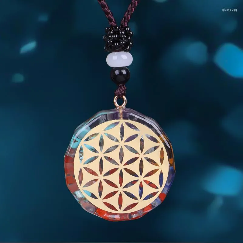 Pendentif Colliers 2022 Fleur de vie Générateur d'orgone Accumulateur d'énergie EMF Protection Reiki Chargé Orgonite Pendentifs