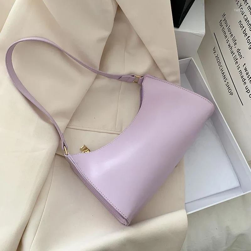 Bolsos de noche simples para mujer, bolso Hobos para axilas, bolso de mano de piel sintética suave para mujer, bolso pequeño de hombro a la moda de Color sólido para mujer, bolso de mano para axila