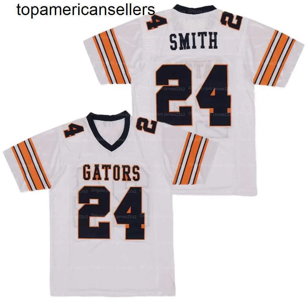 Maglia da football personalizzata 24# Emmitt Smith High School da uomo cucita bianca taglia S-4XL