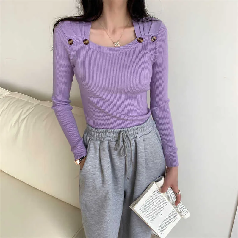 Swetry damskie JMPRS SWEATER SWORM SWOJE SWOJE JAMISKIE SKOKPROMOWE KWARTOWE KWARĘCOWE KOBRON Basic Tops Long Rleeves Elastic Korean Ladies Sweter J220915