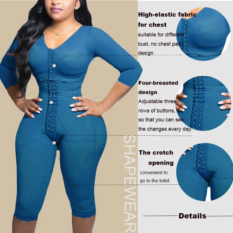 Leg Shaper Soutien complet du corps Compression des bras écréme la taille rétractable avec soutien-gorge intégré Corset Minceur gaine amincissante femme ventre plat bbl post 221129