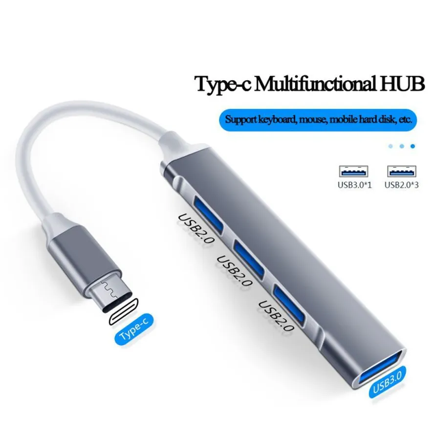 USB HUB 3.0 Type C Hubs 4 Port Multi Splitter Adapter OTG High Speed Praktisch Docking Station Universeel Voor Xiaomi Lenovo Macbook Pro 13 15 PC Computer Accessoires