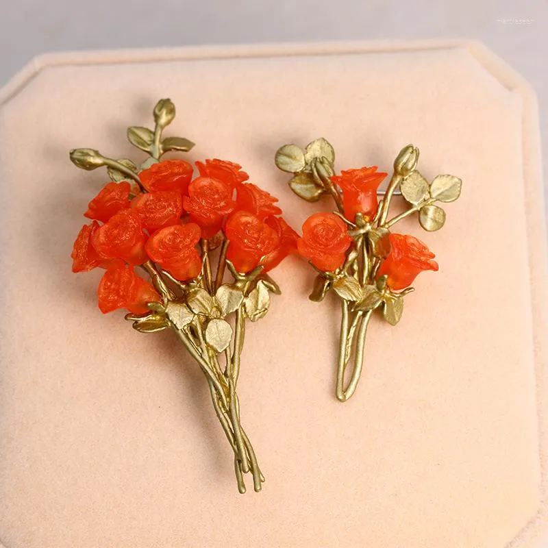 Brooches Brooch Literary Rose Flower Badge Meeting Pin Paint Female Suit Accessories