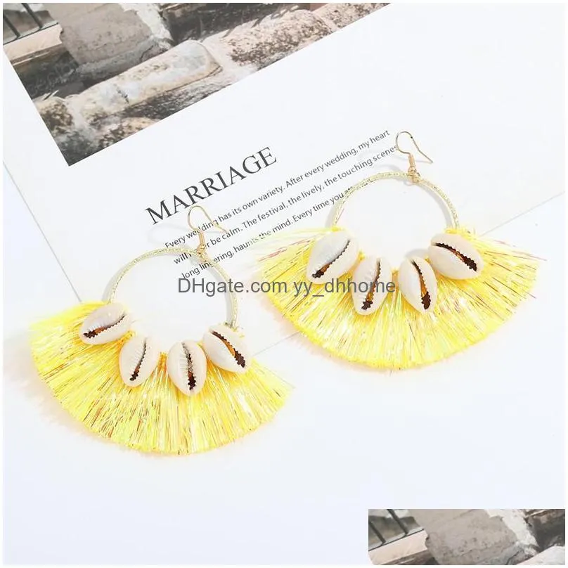 Dangle Chandelier Rame Tassel Boucle D'oreille Pour Les Femmes Bohême Shell Fringed Drop Dangle Boucles D'oreilles À La Main Bijoux Livraison De Vacances D'été Dhcrb