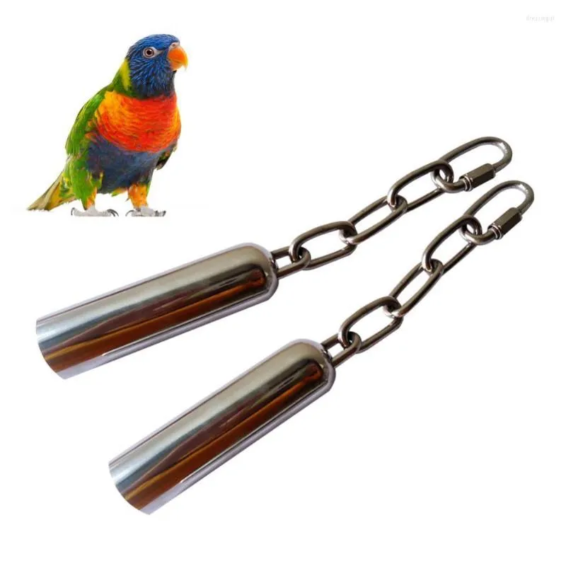 Andra f￥gelf￶rs￶rjningar papegoja rostfritt st￥lklockor Parakeet Swing Cage Birds Chains h￤ngande leksaker
